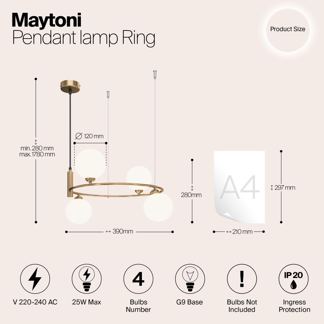 Дополнительная картинка Подвесной светильник Maytoni MOD013PL-04BS1