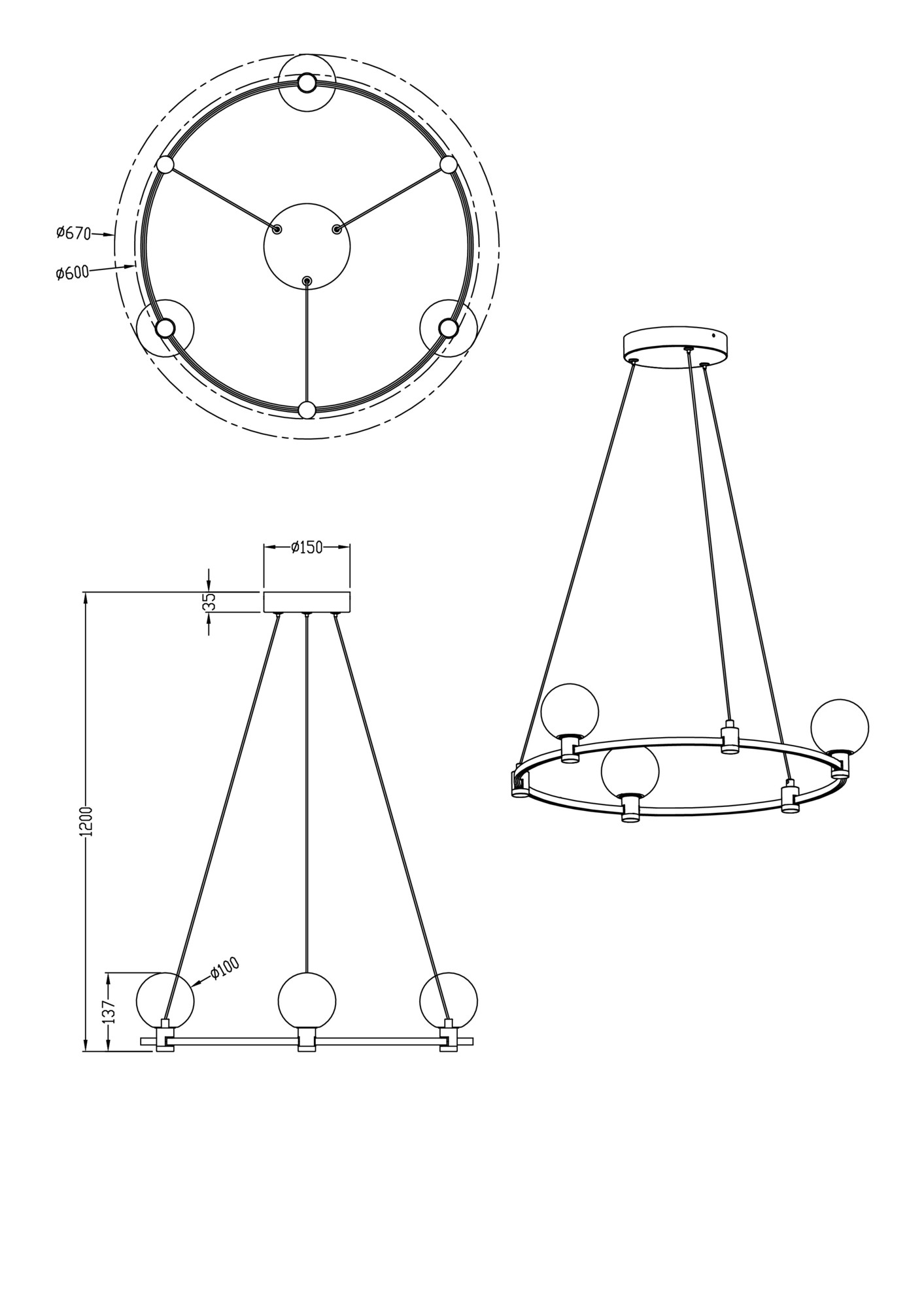 Дополнительная картинка Подвесной светильник Freya FR4005PL-03B1