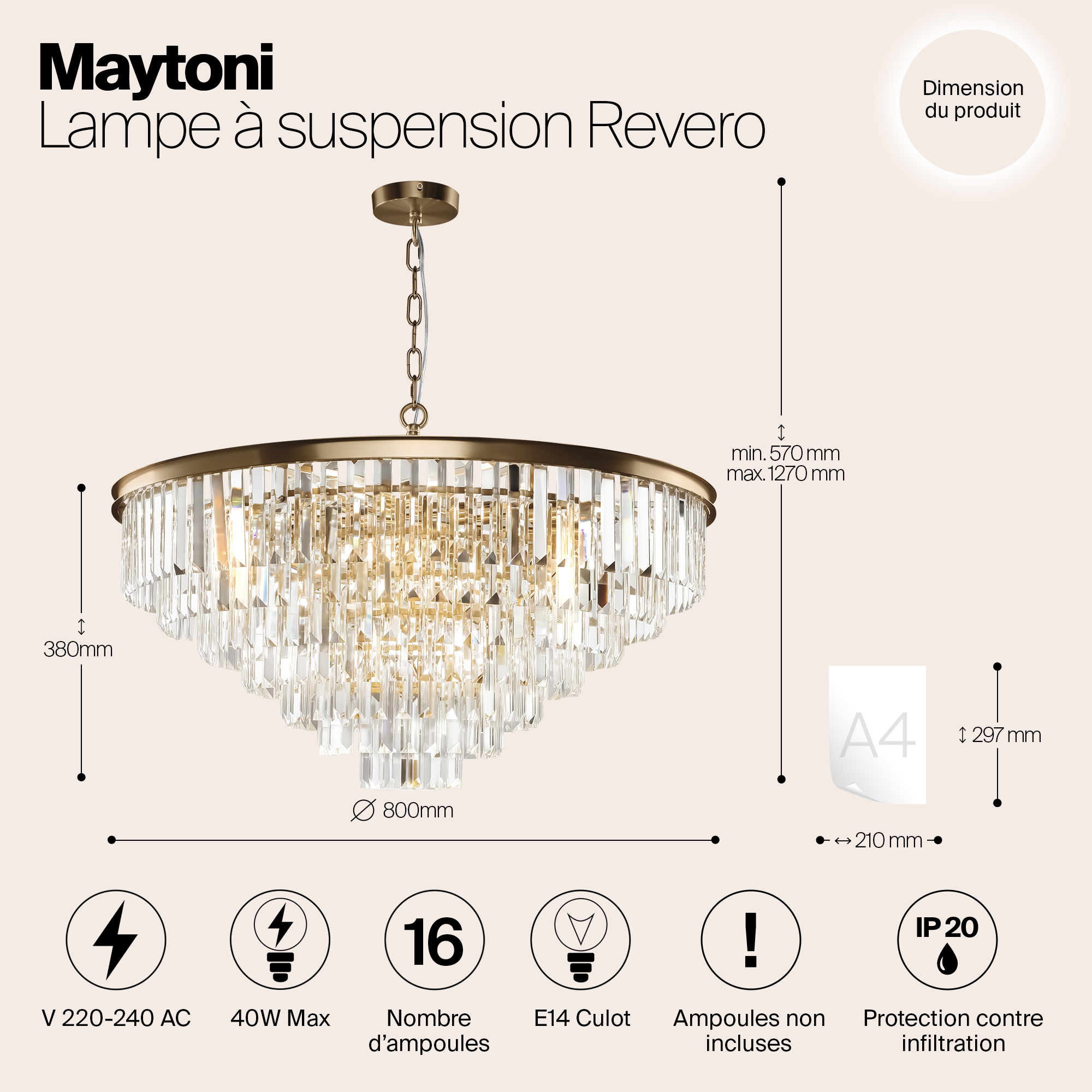 Дополнительная картинка Подвесная люстра Maytoni Revero MOD085PL-16BS