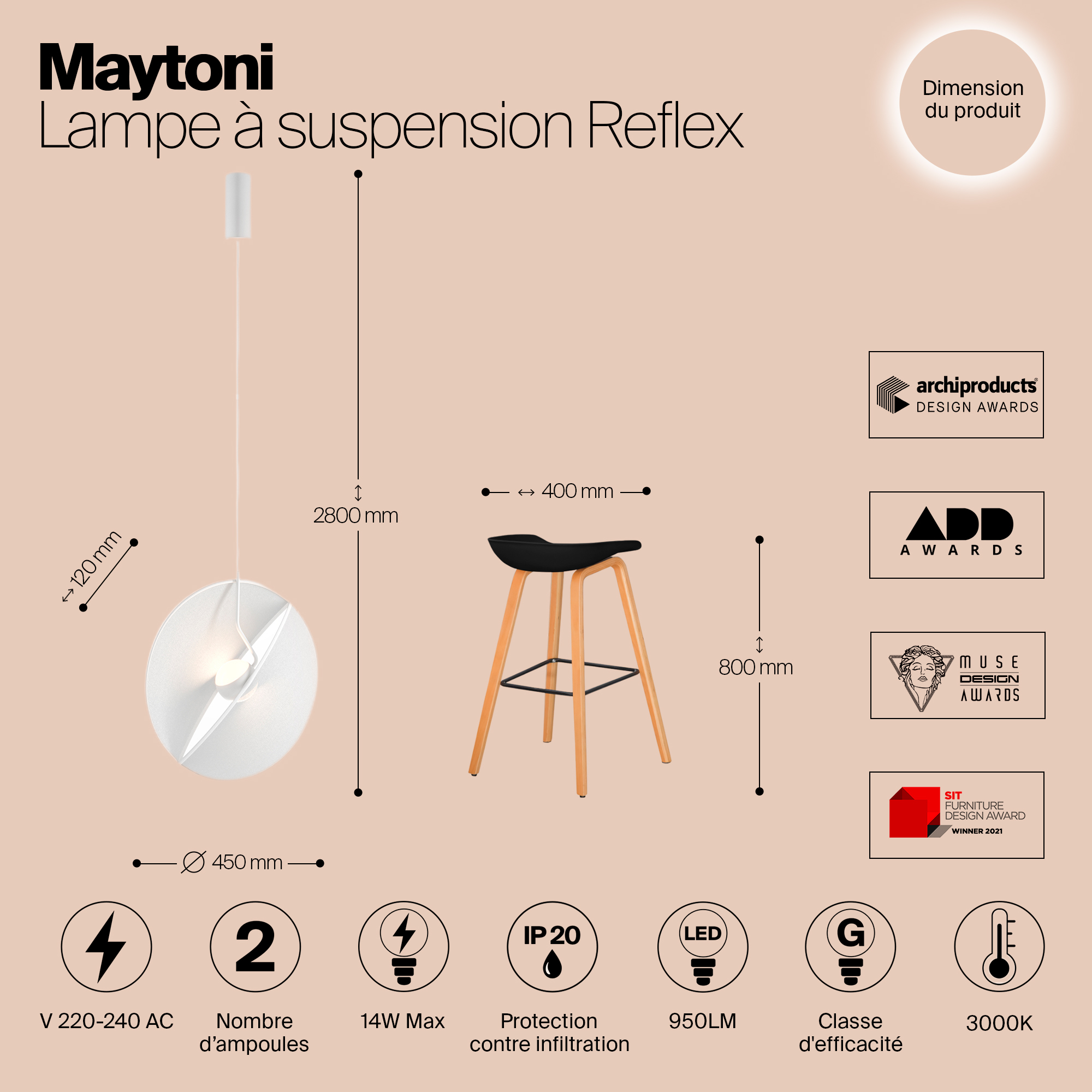 Дополнительная картинка Подвесной светильник Maytoni MOD154PL-L6W3K