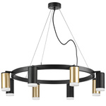 lr0184043740 подвесной светильник rullo 8х50w gu10 черный/золото (571018+214440-4+214437-4+202430-8), доставка по Казахстану 