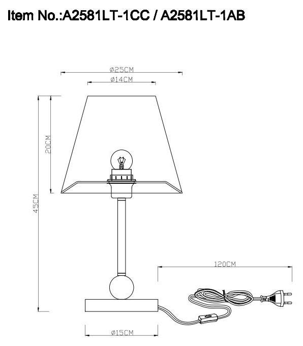 Дополнительная картинка Настольная лампа Arte Lamp Elba A2581LT-1AB
