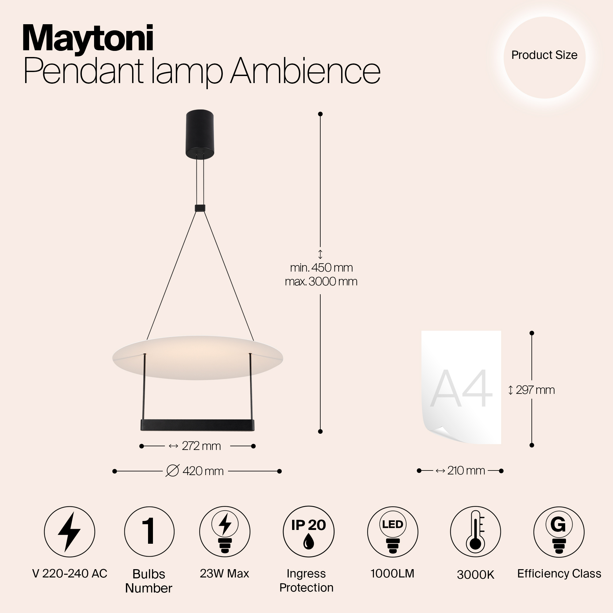 Дополнительная картинка Подвесной светильник Maytoni MOD280PL-L23B3K