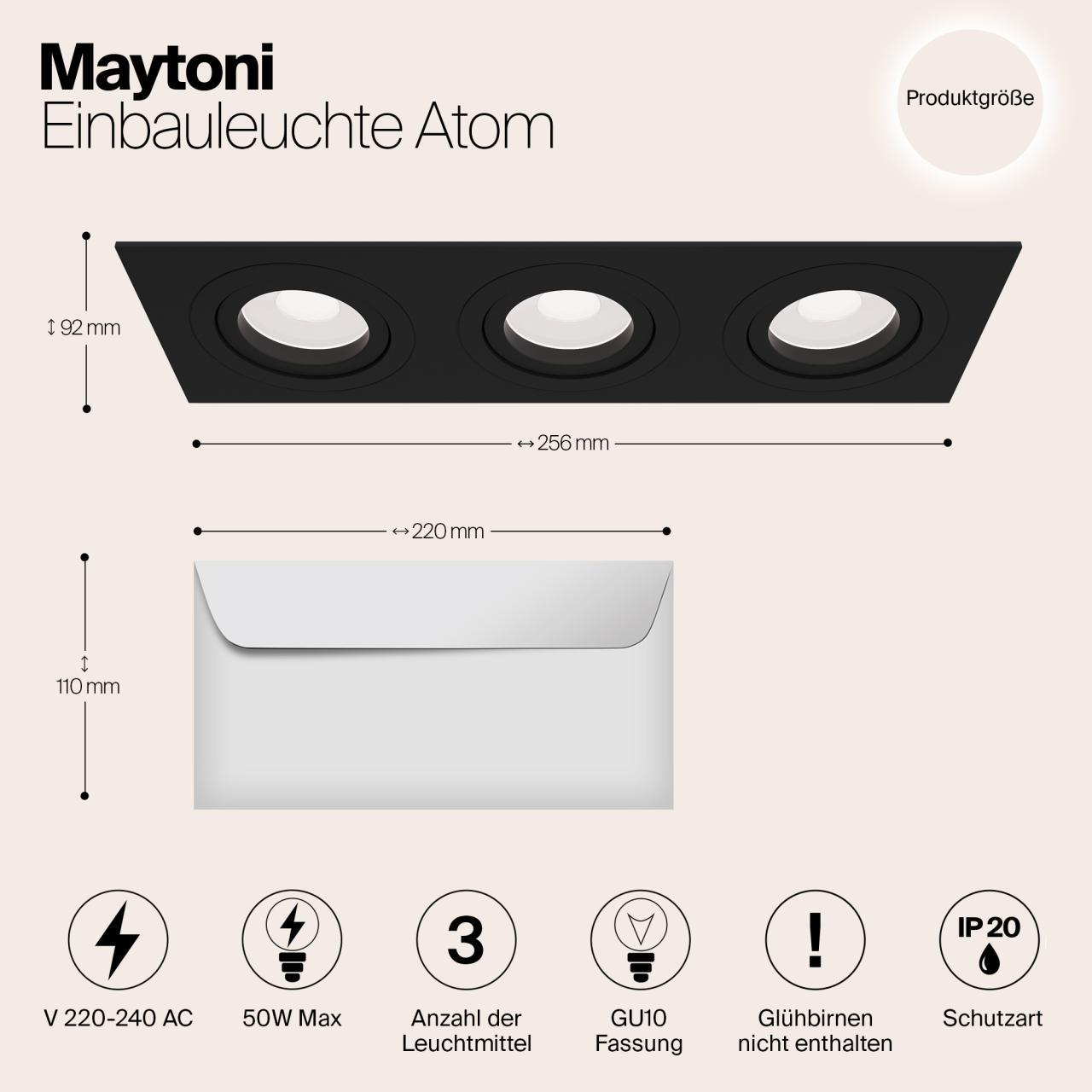 Дополнительная картинка Встраиваемый светильник Maytoni Atom DL024-2-03B