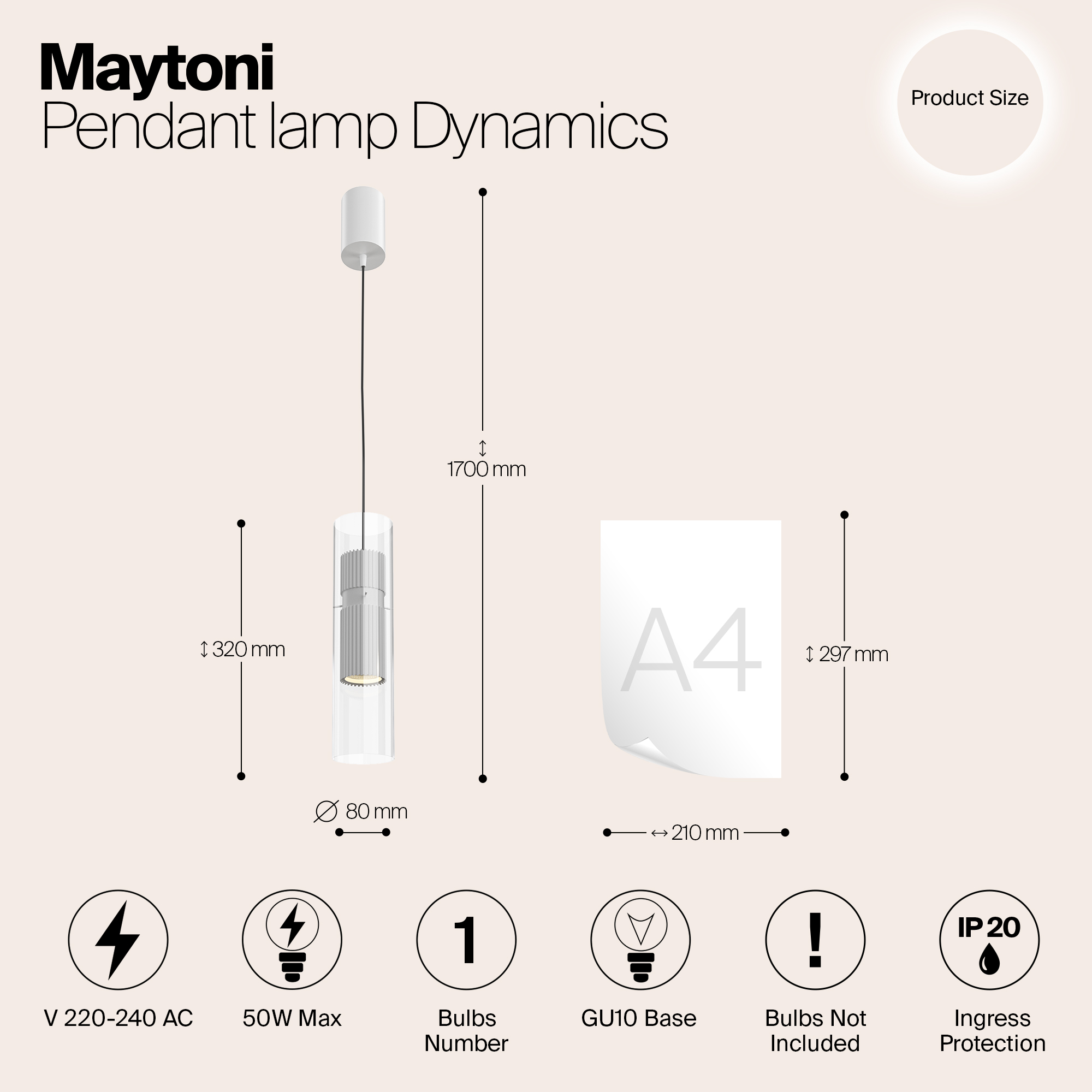 Дополнительная картинка Подвесной светильник Maytoni MOD326PL-01W