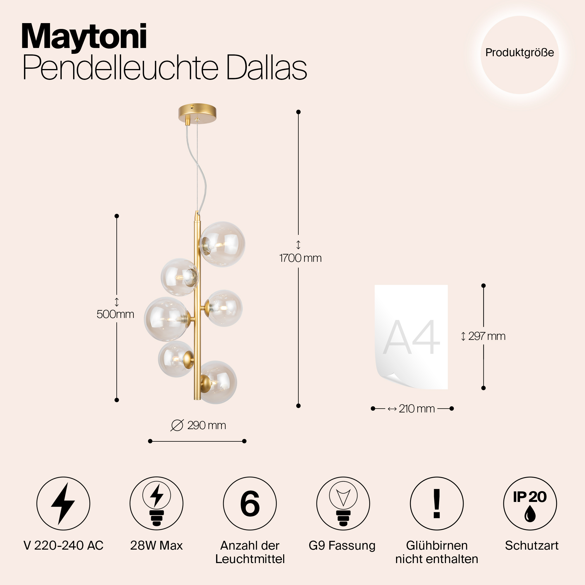 Картинка Подвесной светильник Maytoni MOD545PL-06G