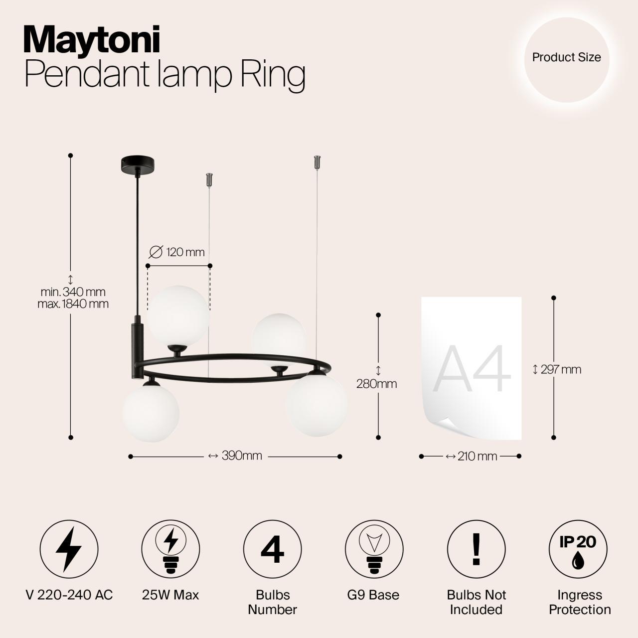Дополнительная картинка Подвесная люстра Maytoni Ring MOD013PL-04B