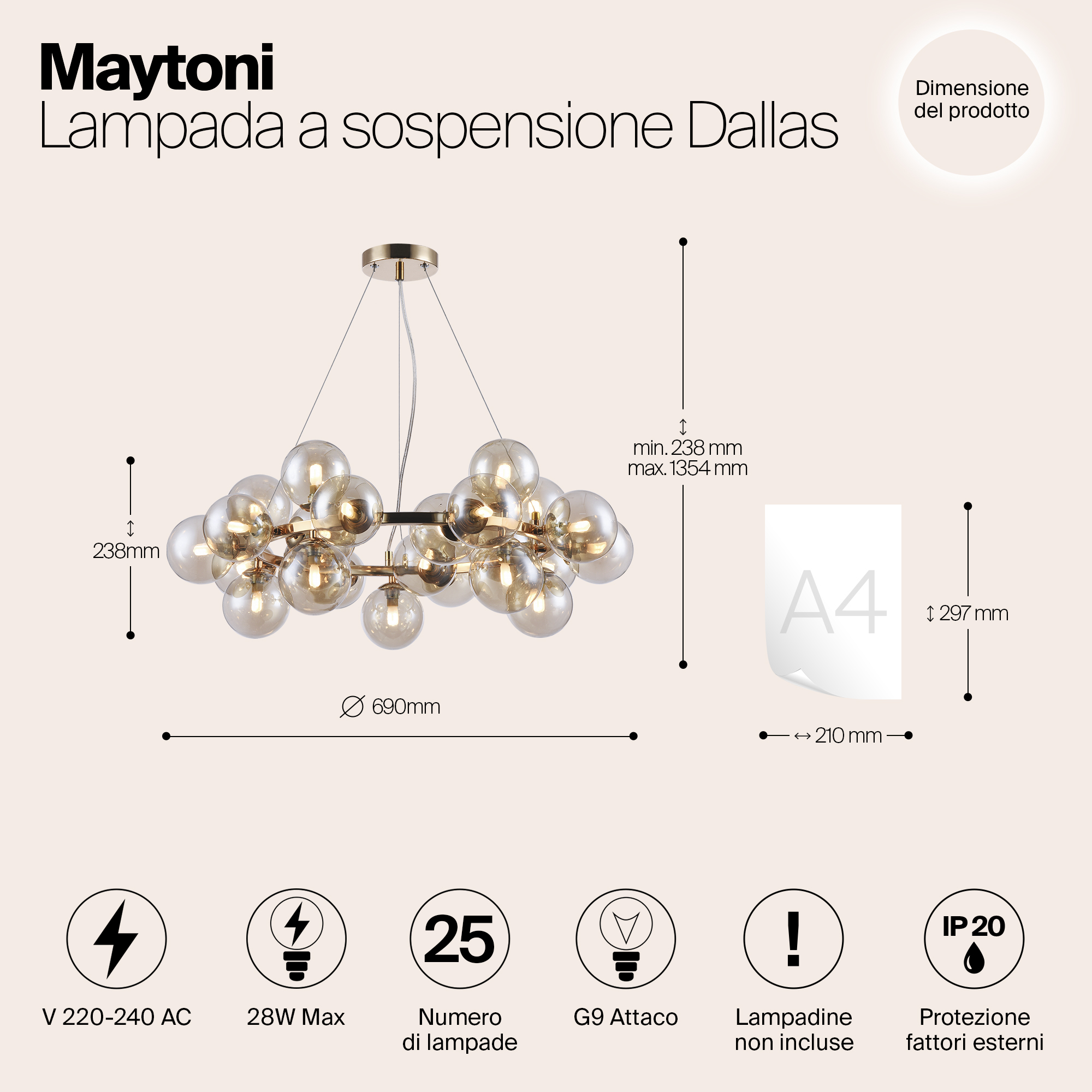 Дополнительная картинка Подвесная люстра Maytoni Dallas MOD548PL-25G