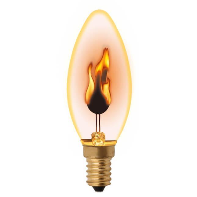 Картинка "IL-N-C35-3/RED-FLAME/E14/CL Лампа декоративная с типом свечения ""эффект пламени"". Форма «свеча», про"