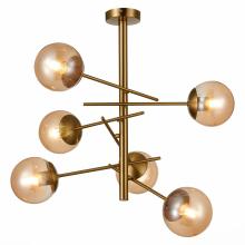 купить SLE1099-312-06 Люстра потолочная Латунь/Коньячный E27 6*60W VELIO в Алматы, svet.kz, доставка по Казахстану 