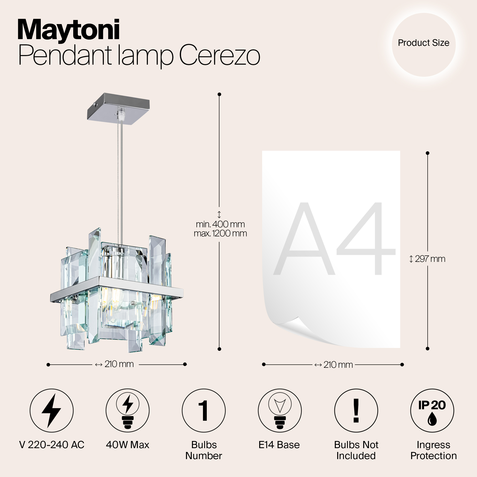 Дополнительная картинка Подвесной светильник Maytoni Cerezo MOD201PL-01N