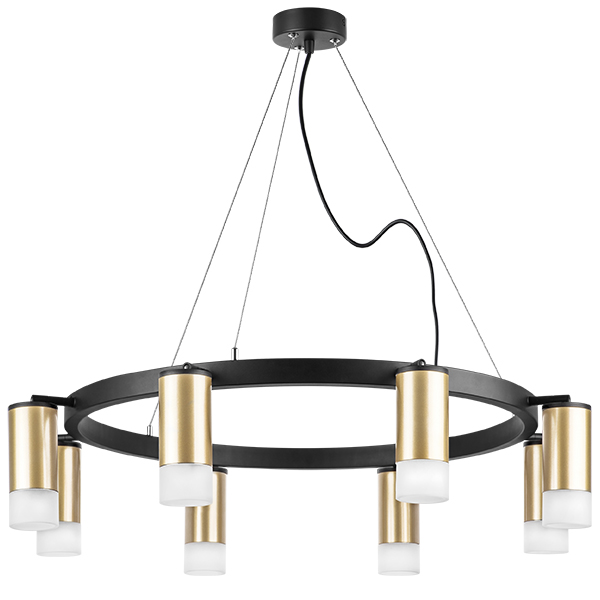 lr0184081 подвесной светильник rullo 8х50w gu10 черный/золото (571018+214440-8+202431-8), доставка по Казахстану 