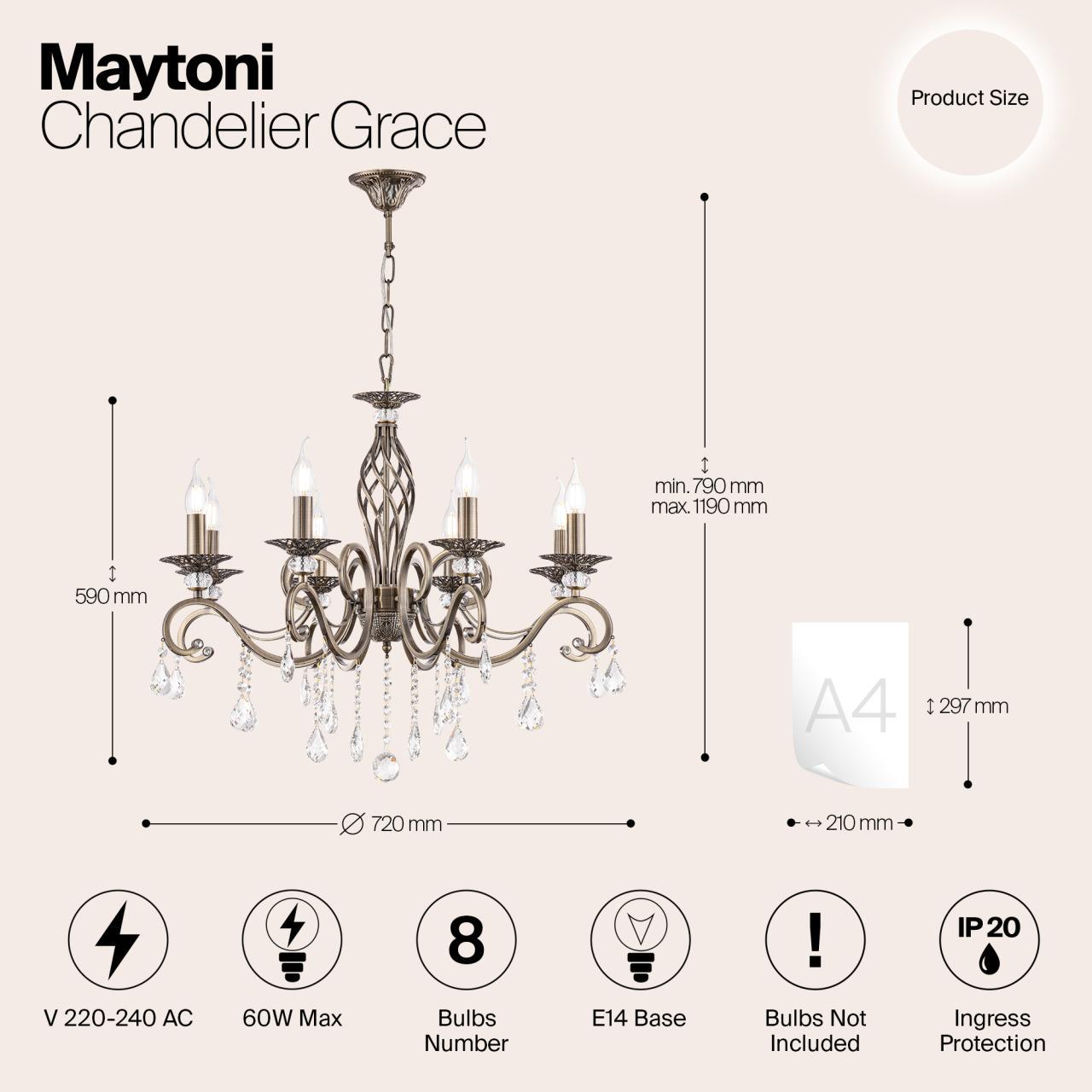 Дополнительная картинка Подвесная люстра Maytoni Grace RC247-PL-08-R