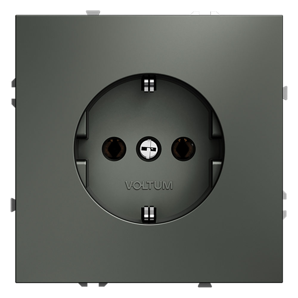 Картинка Розетка встраиваемая VOLTUM S70 с заземлением 16А, (титан) VLS040106