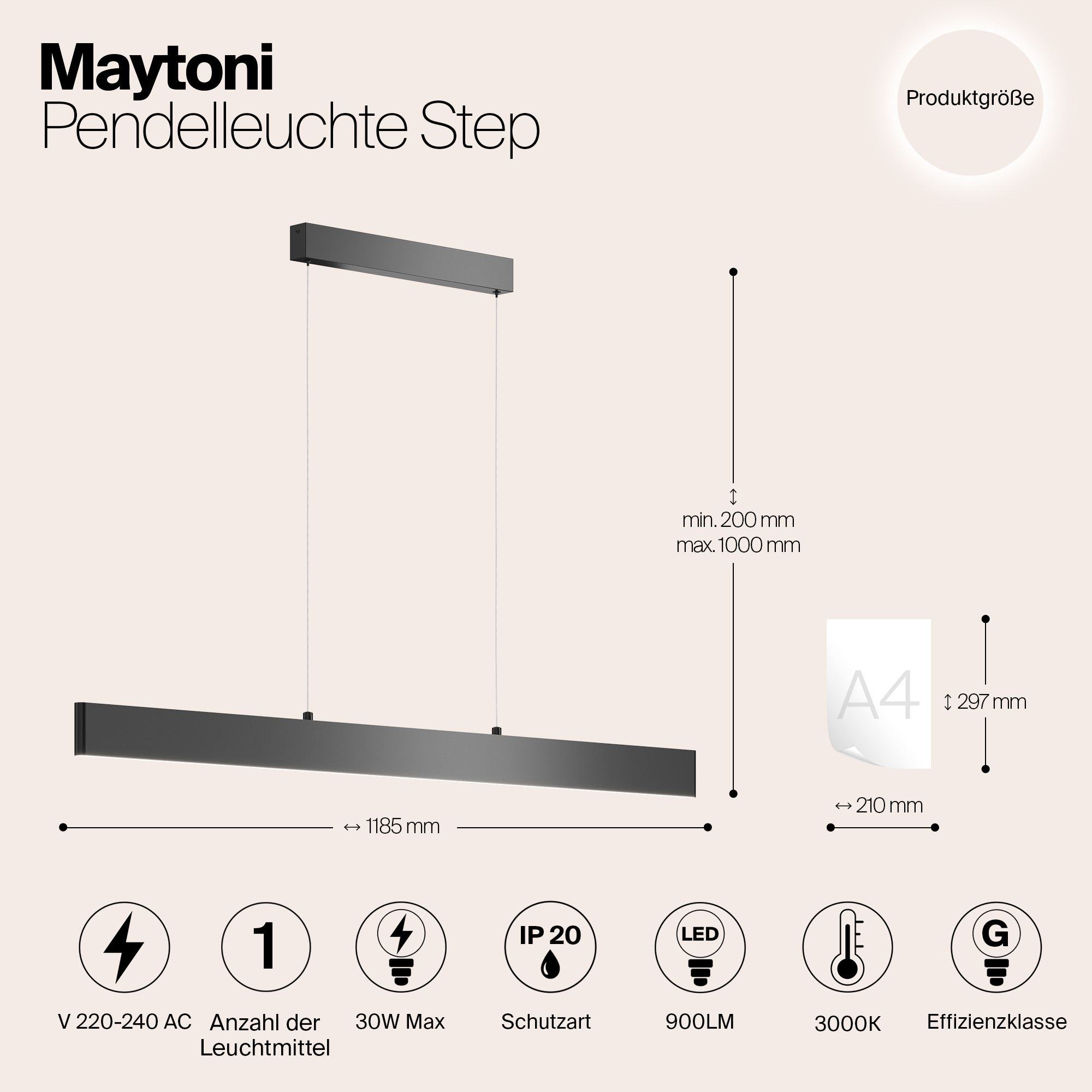 Дополнительная картинка Подвесной светодиодный светильник Maytoni Step P010PL-L30B