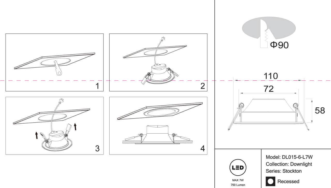 Картинка Встраиваемый светодиодный светильник Maytoni Stockton DL015-6-L7W