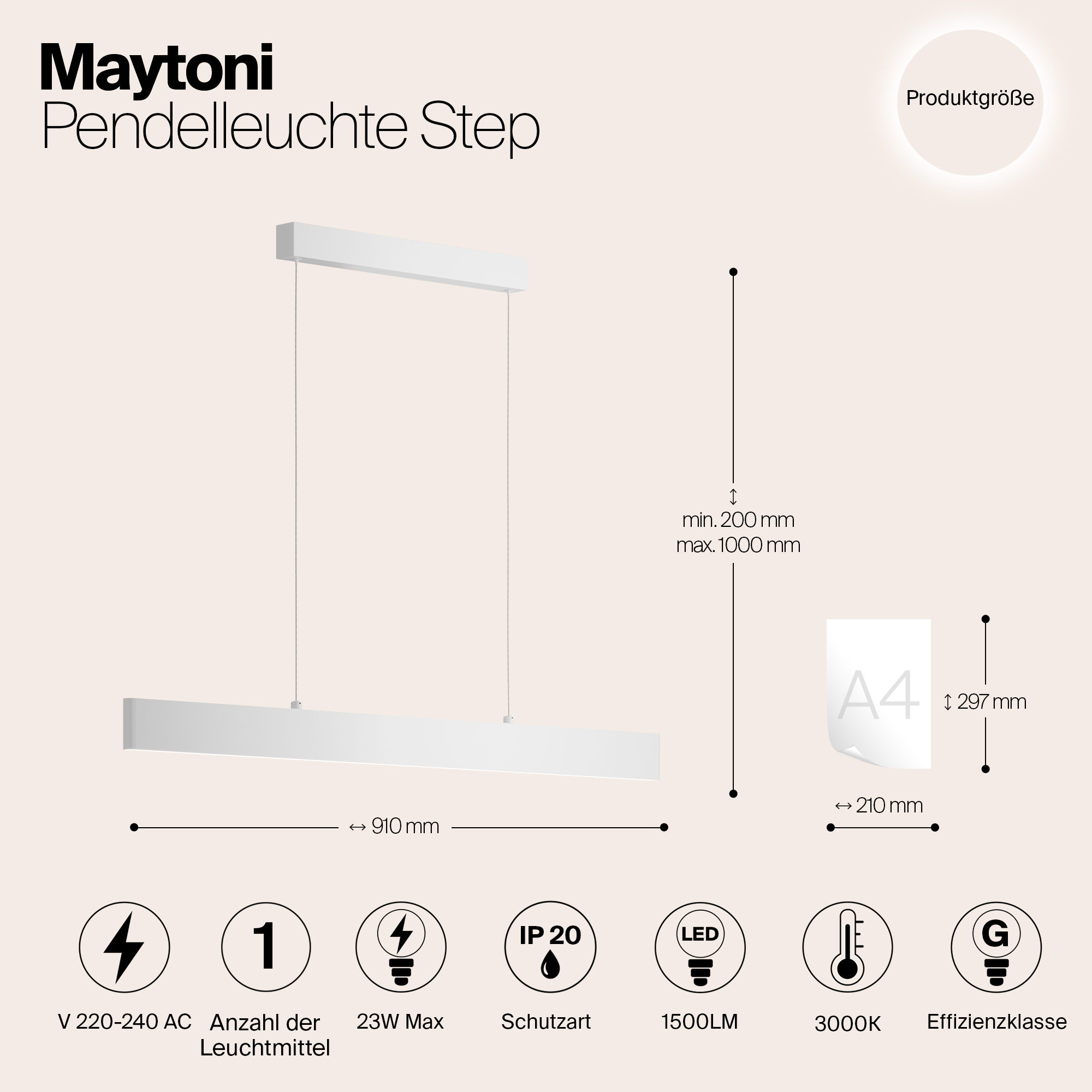 Картинка Подвесной светодиодный светильник Maytoni Step P010PL-L23W