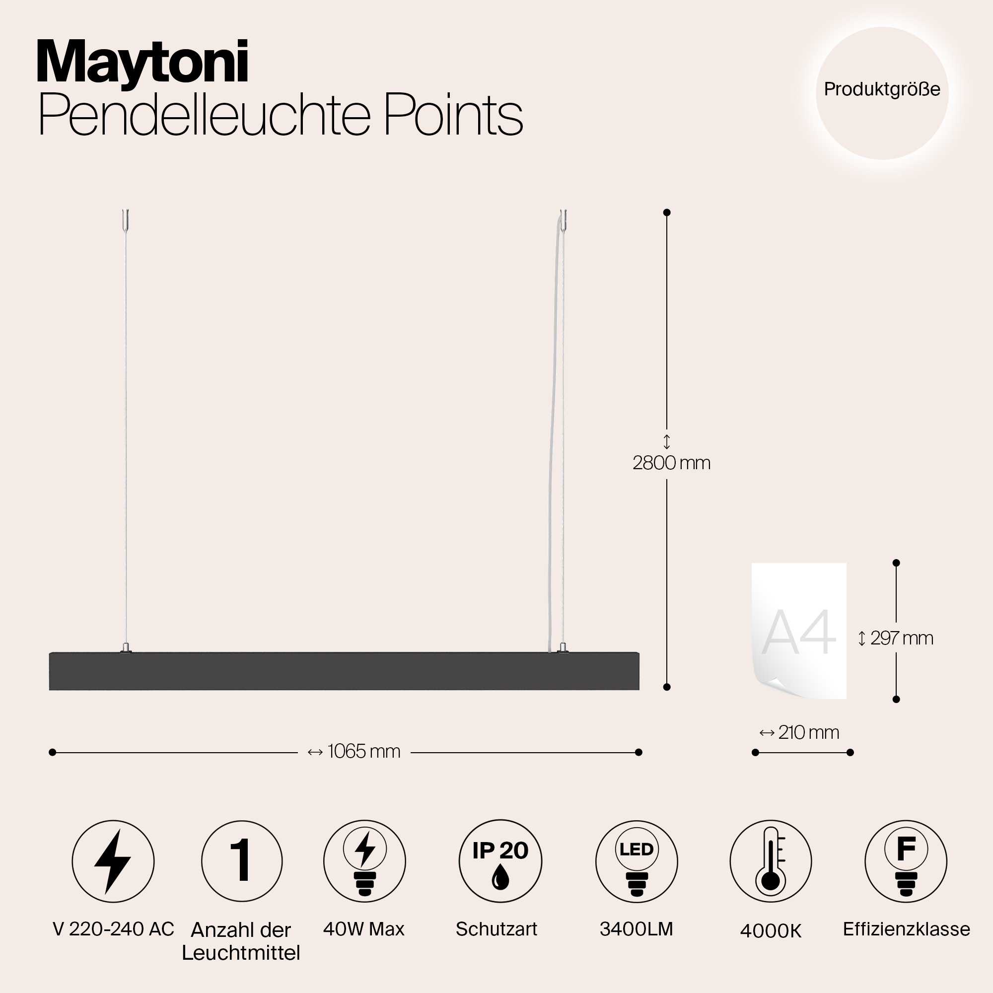 Дополнительная картинка Подвесной светодиодный светильник Maytoni Vinder P050PL-L40B4K