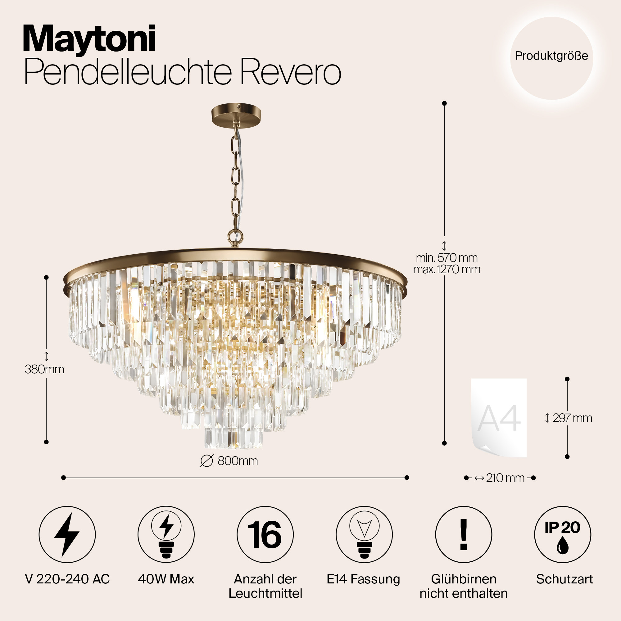 Дополнительная картинка Подвесная люстра Maytoni Revero MOD085PL-16BS