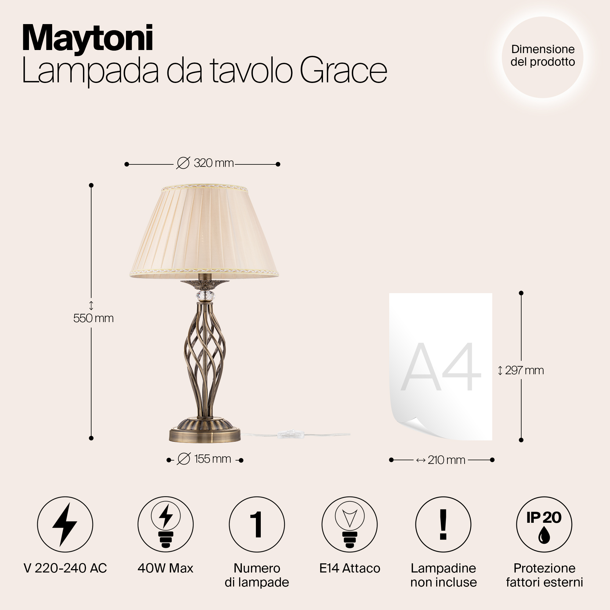 Картинка Настольная лампа Maytoni Grace RC247-TL-01-R