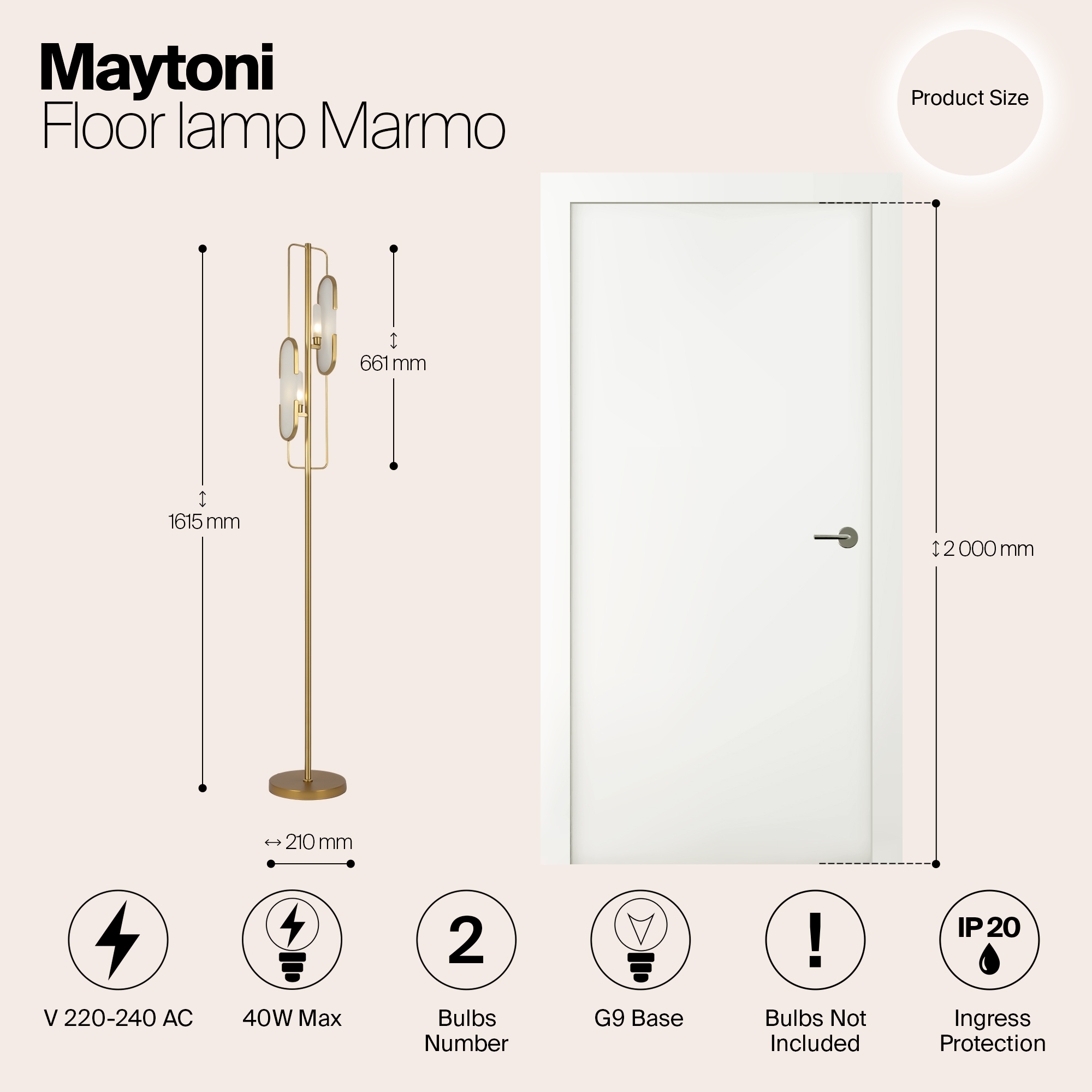 Дополнительная картинка Напольный светильник (торшер) Maytoni MOD099FL-02G