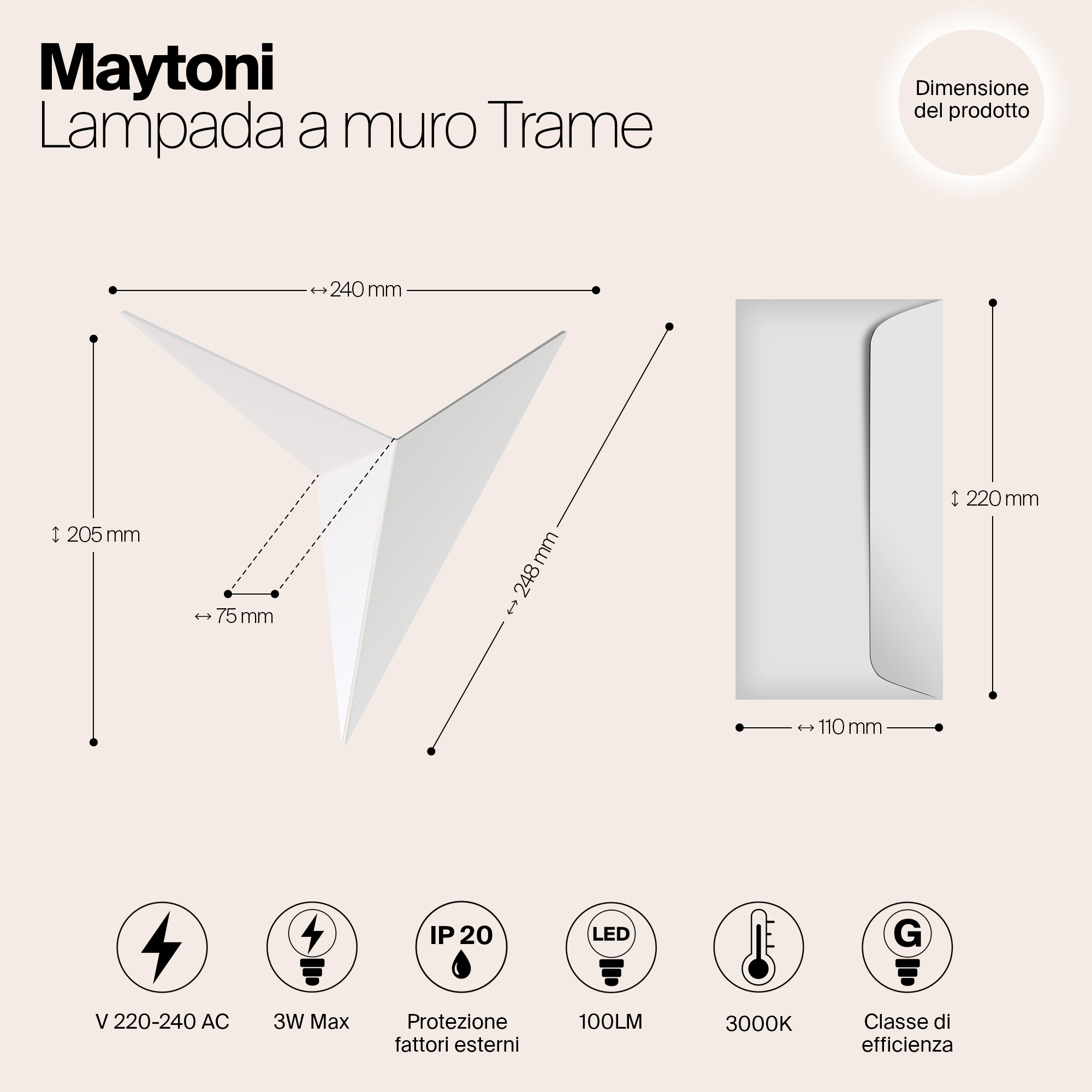 Картинка Настенный светодиодный светильник Maytoni Trame C808WL-L3W
