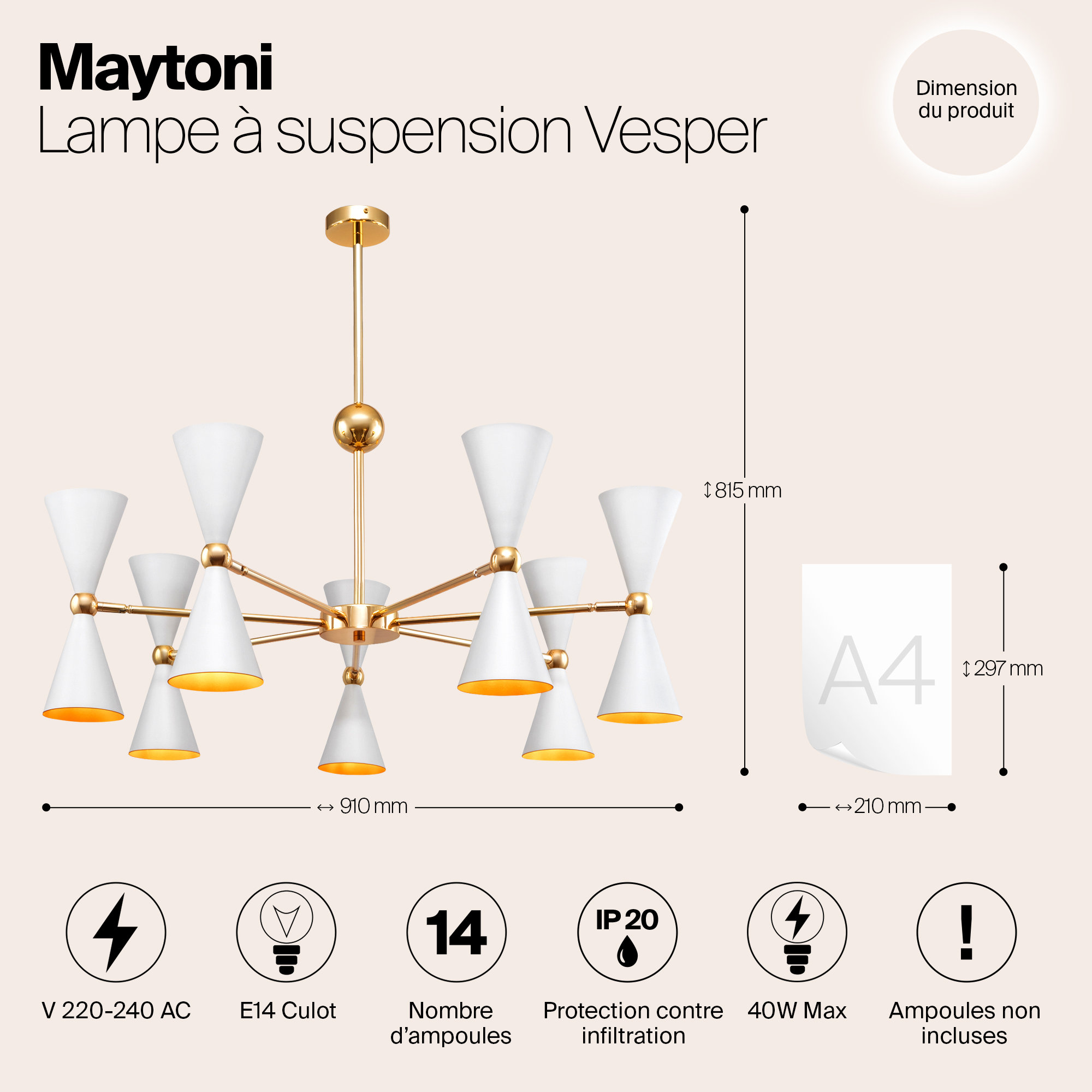 Дополнительная картинка Подвесной светильник Maytoni MOD108PL-14WG