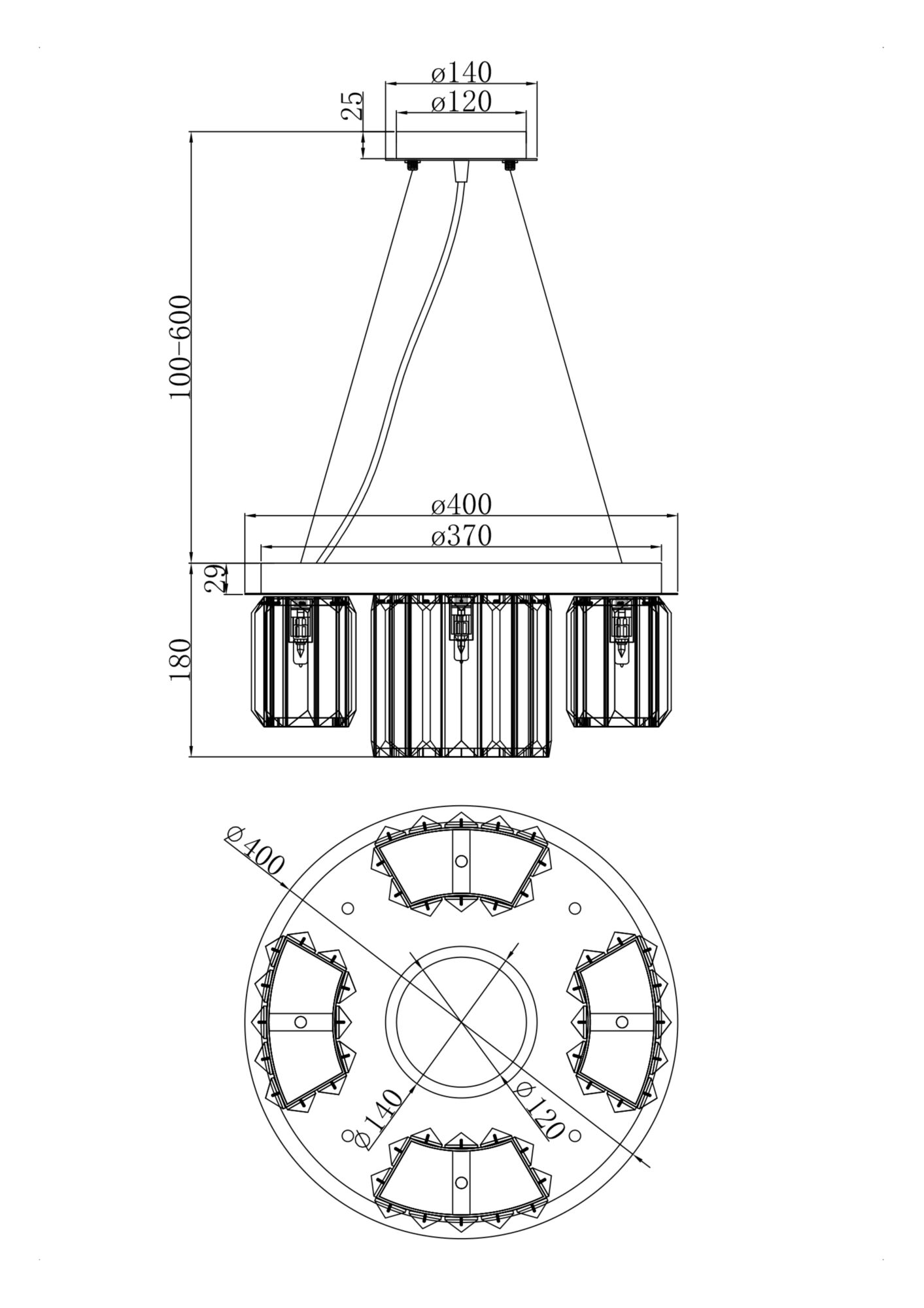 Дополнительная картинка Подвесная люстра Maytoni Colline MOD083PL-04CH