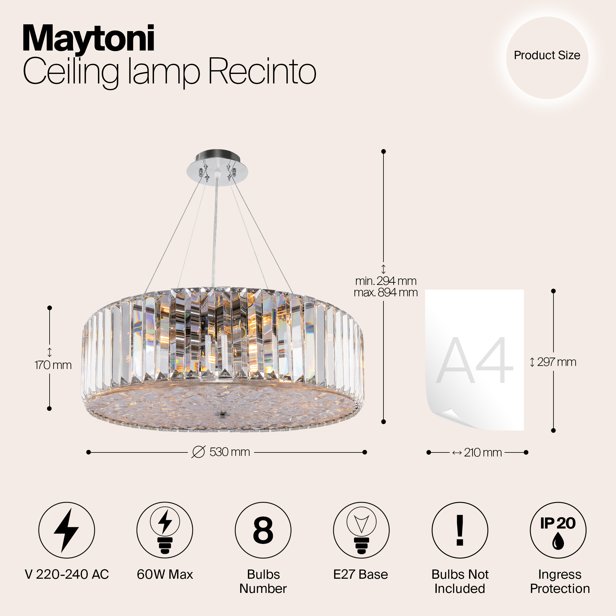Дополнительная картинка Подвесной светильник Maytoni Recinto MOD080CL-08CH