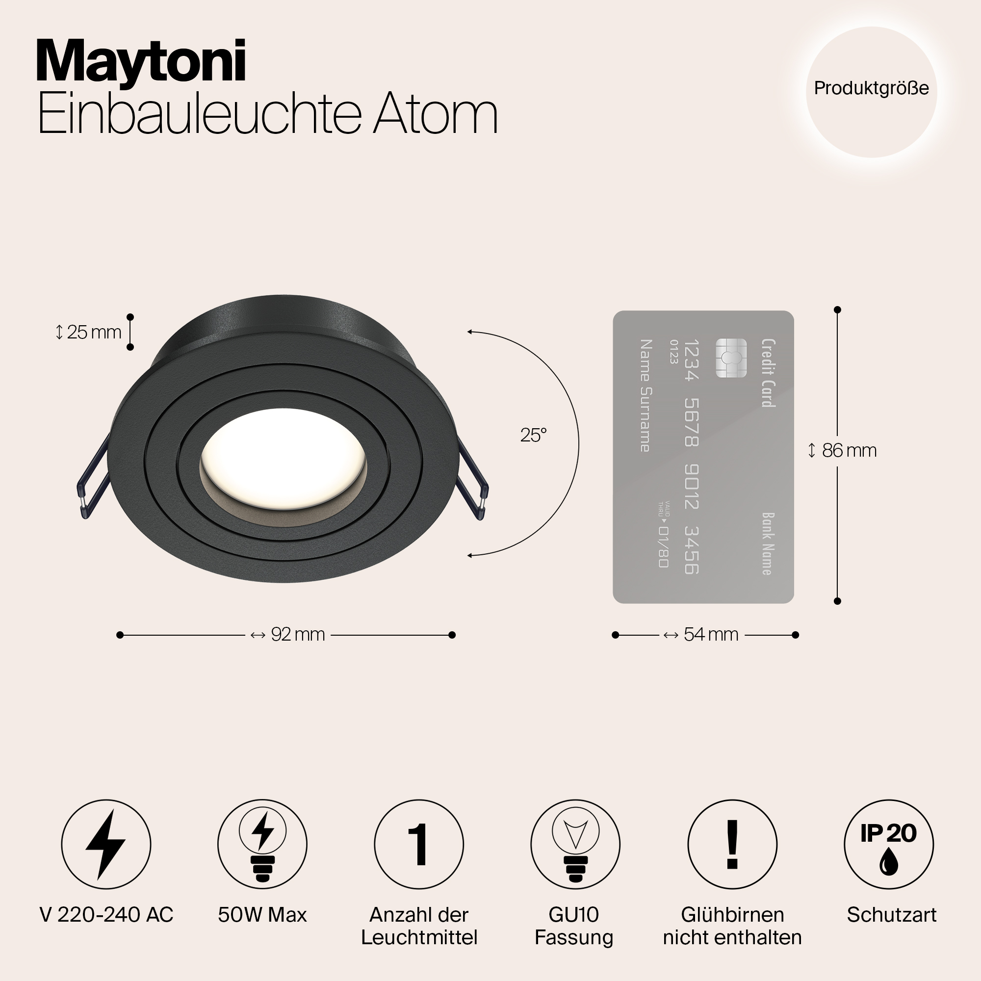 Картинка Встраиваемый светильник Maytoni Atom DL023-2-01B