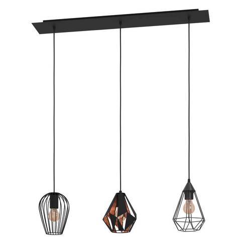 43581 подвесной потолочный светильник (люстра) distaff, 3х40w, e27, l900, b185, h1100, сталь, черный, доставка по Казахстану 