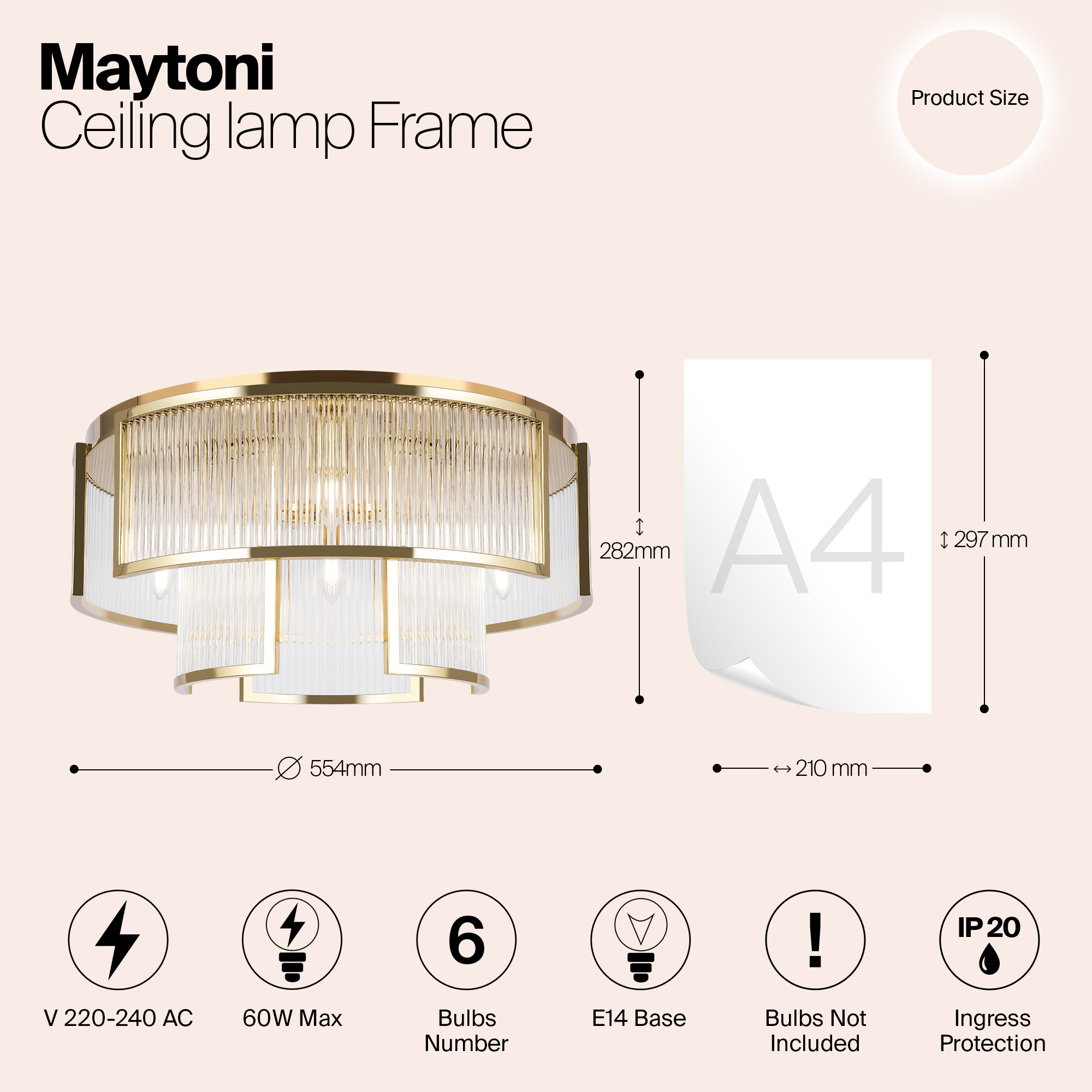 Дополнительная картинка Потолочный светильник Maytoni MOD174CL-06G