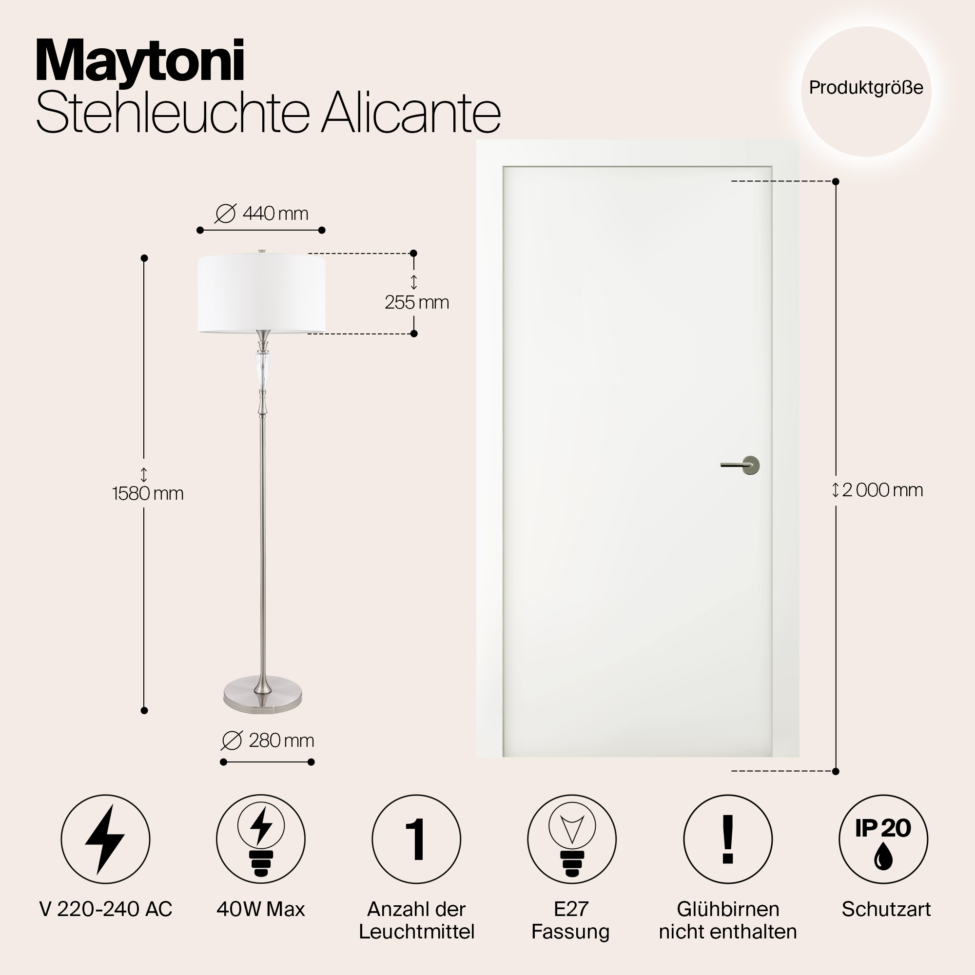 Дополнительная картинка Торшер Maytoni Alicante MOD014FL-01N