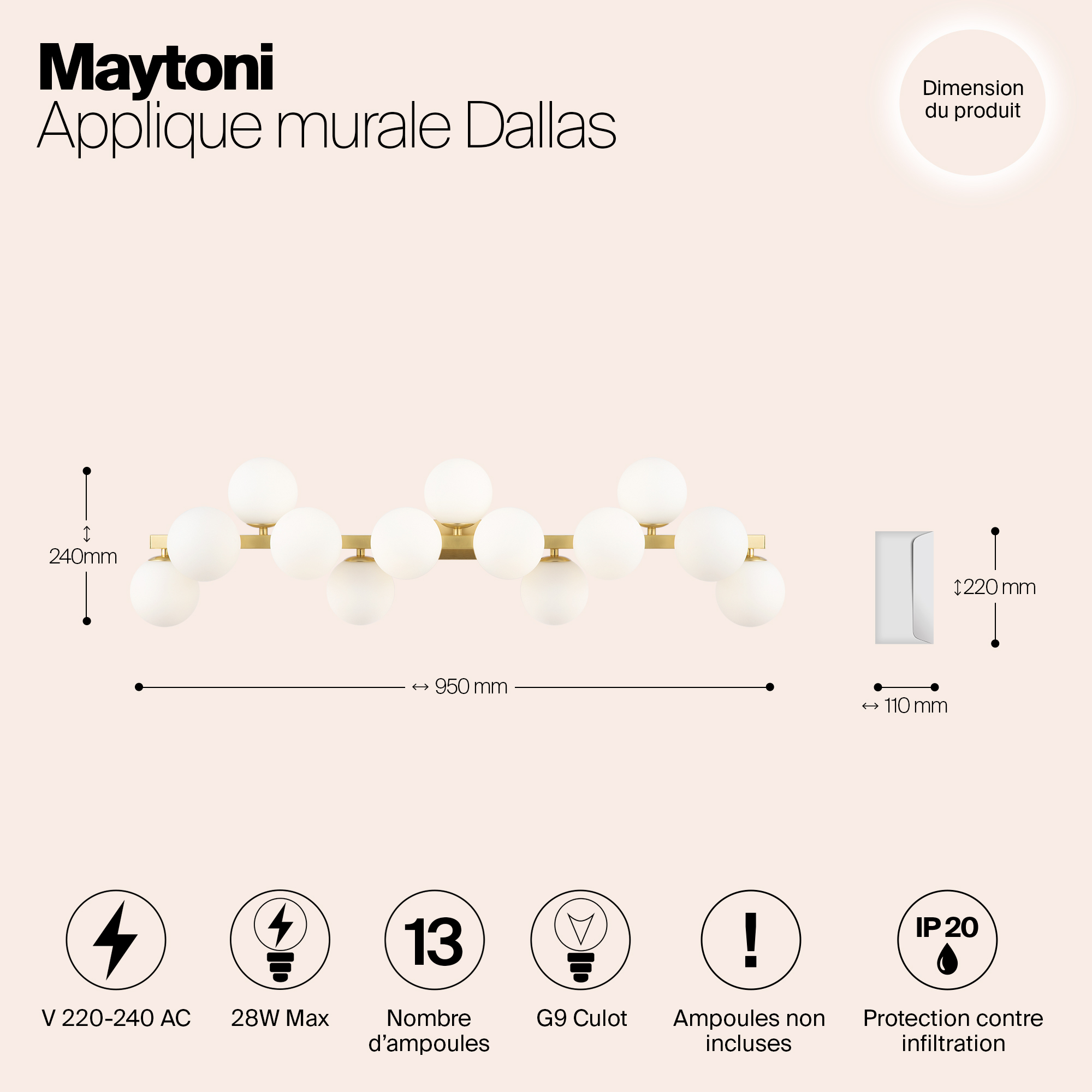 Дополнительная картинка Настенный светильник (бра) Maytoni MOD547WL-13BS