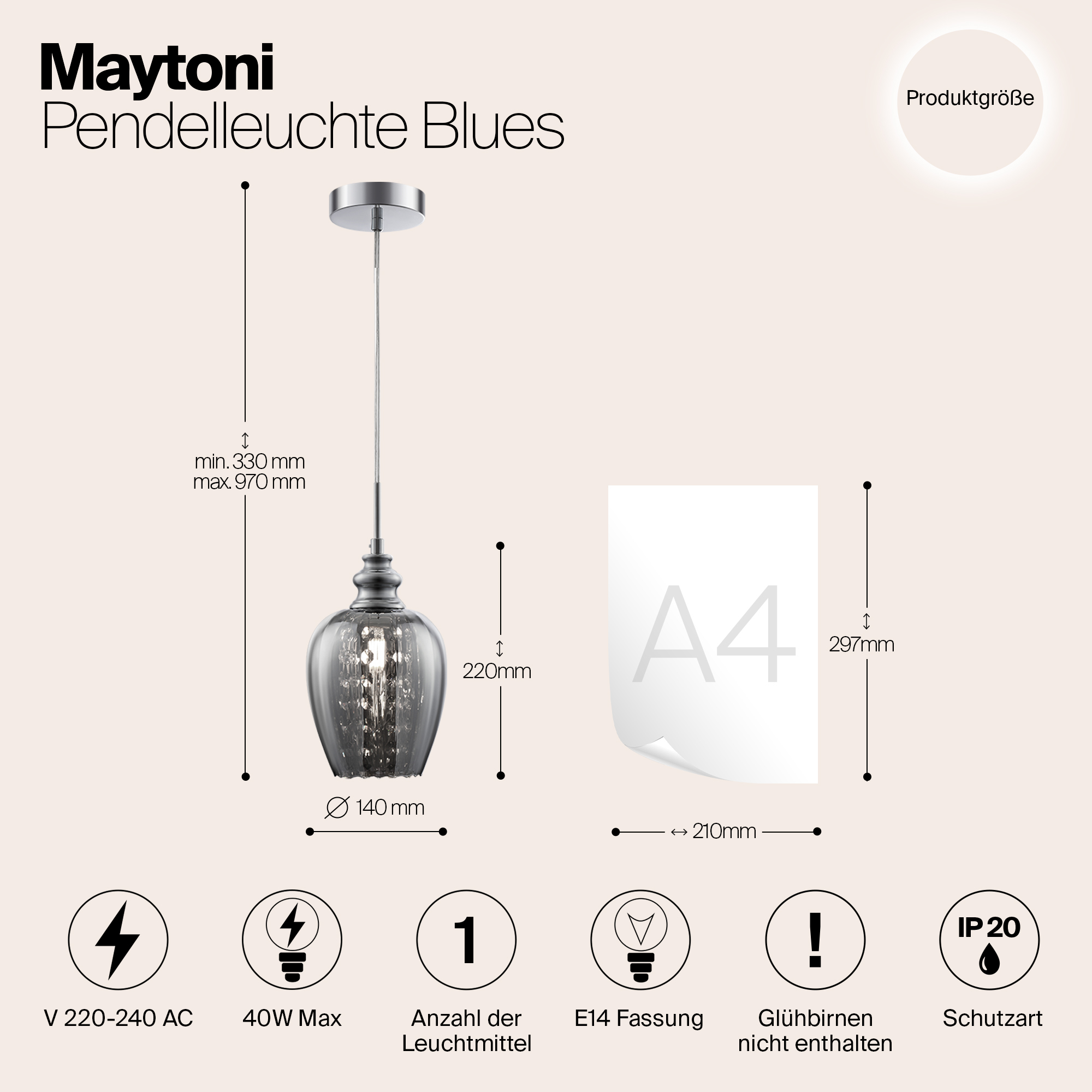 Дополнительная картинка Подвесной светильник Maytoni Blues MOD033-PL-01-N