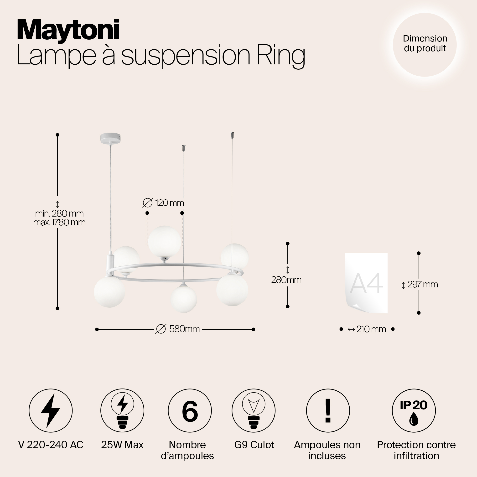 Дополнительная картинка Подвесная люстра Maytoni Ring MOD013PL-06W