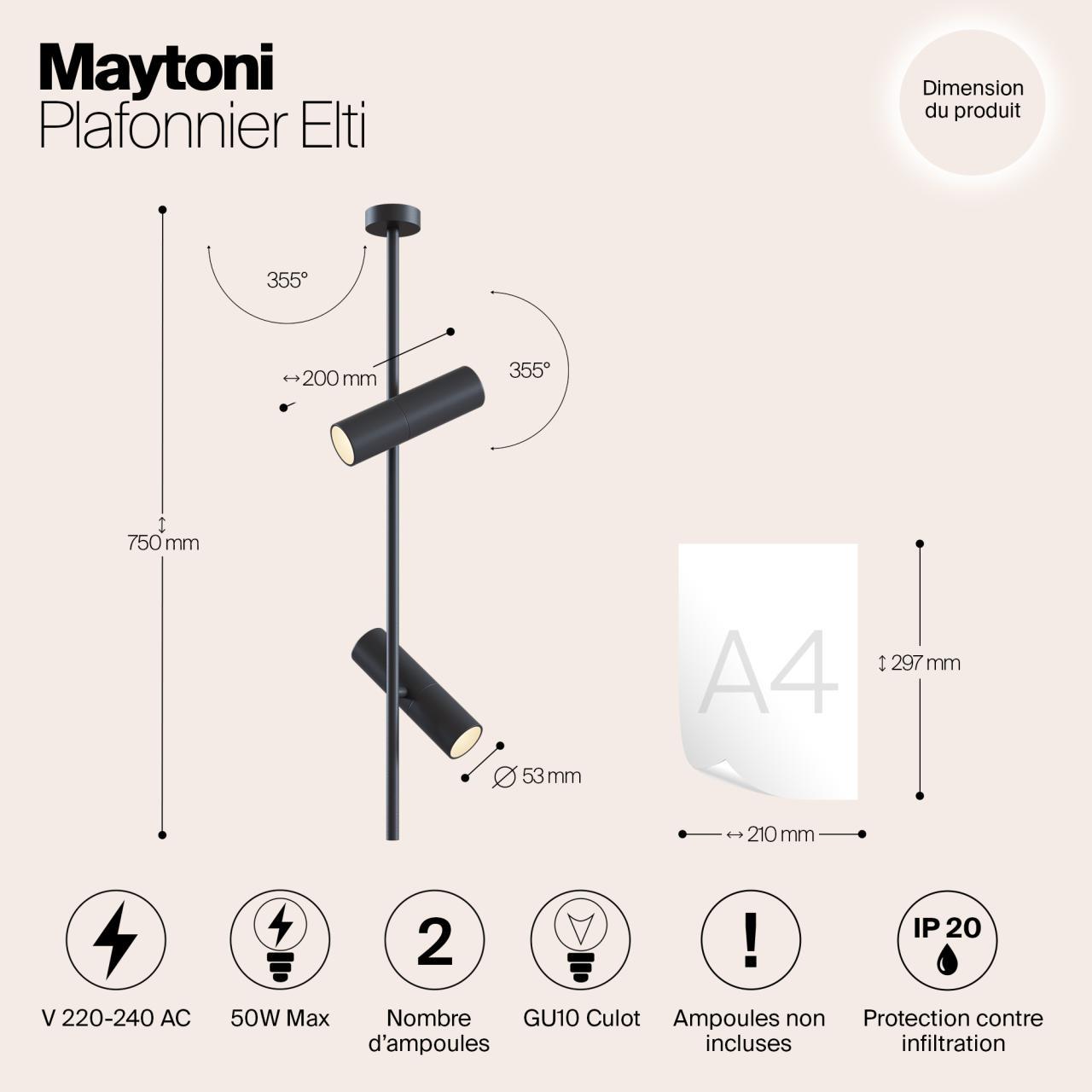 Дополнительная картинка Подвесной светильник Maytoni Elti C021CL-02B