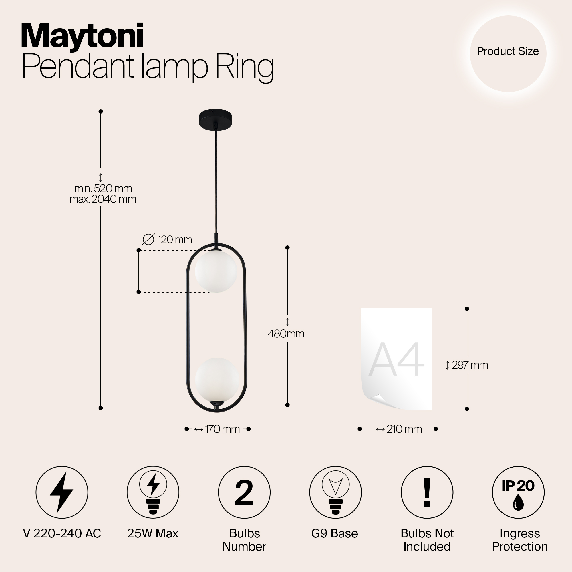 Дополнительная картинка Подвесной светильник Maytoni Ring MOD013PL-02B