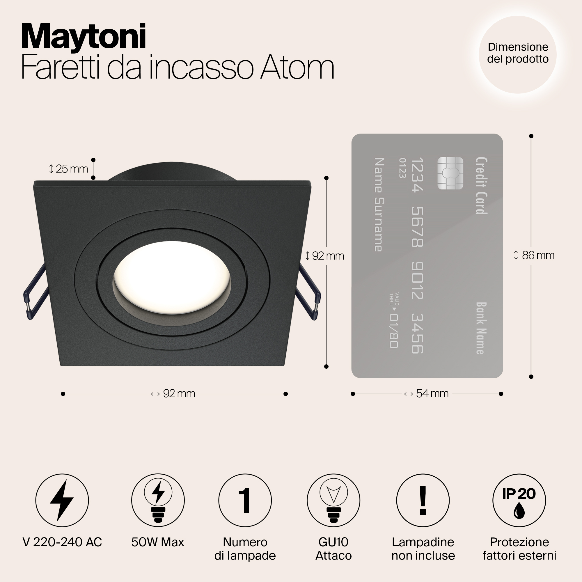 Картинка Встраиваемый светильник Maytoni Atom DL024-2-01B