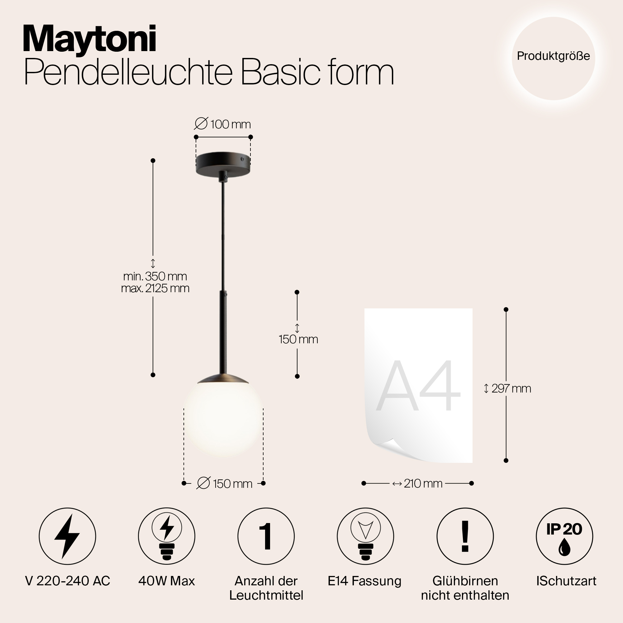 Дополнительная картинка Подвесной светильник Maytoni MOD321PL-01B