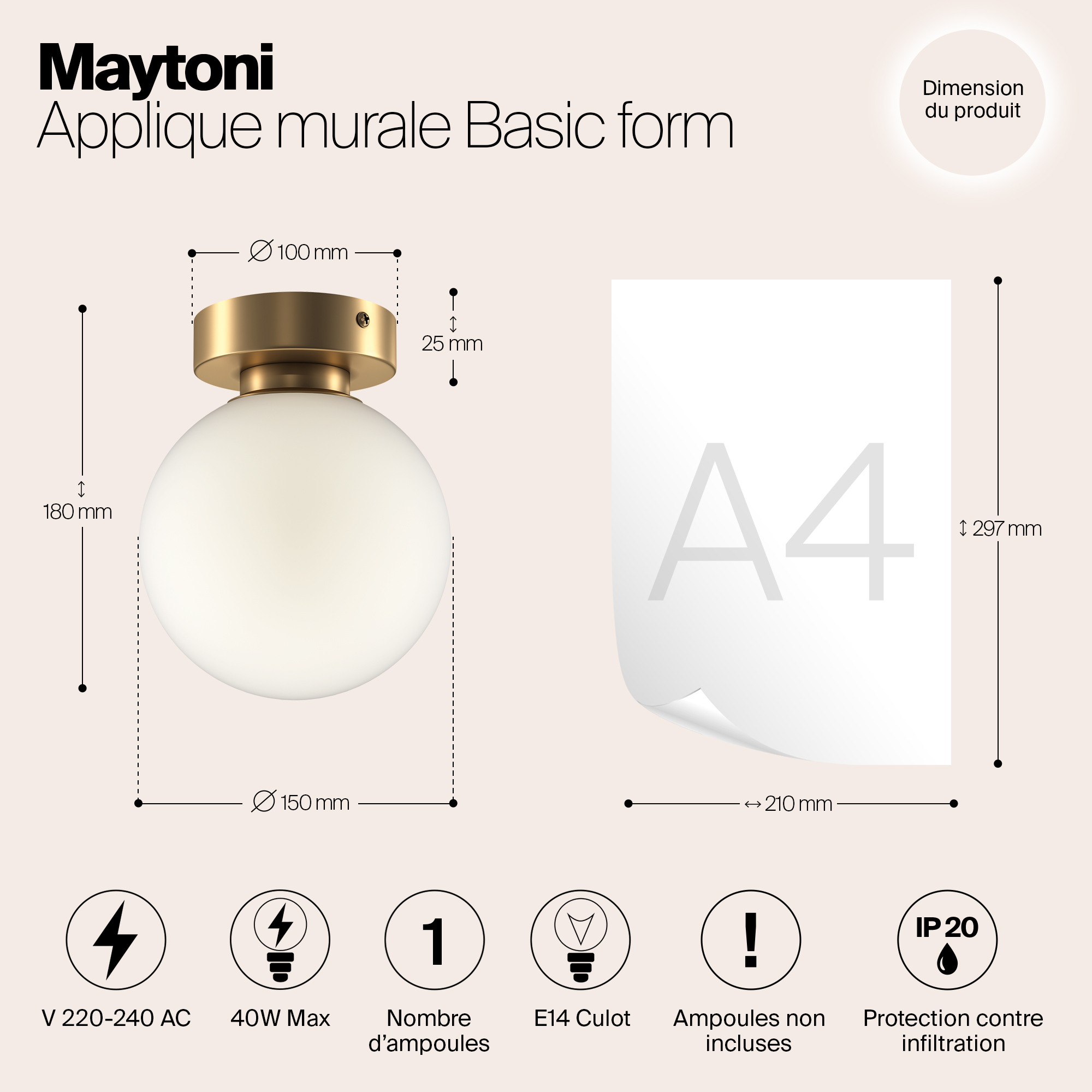 Дополнительная картинка Настенный светильник (бра) Maytoni MOD321WL-01G1