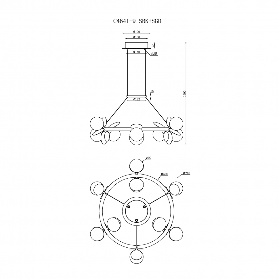 Картинка Светильник подвесной iLedex Savage iLedex C4641-9 MBK+SGD