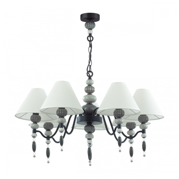 4896/7 modern odl_ex23 25 черный матов./серый/молочный металл/керамика/ткань люстра e14 7*40w sochi, доставка по Казахстану 