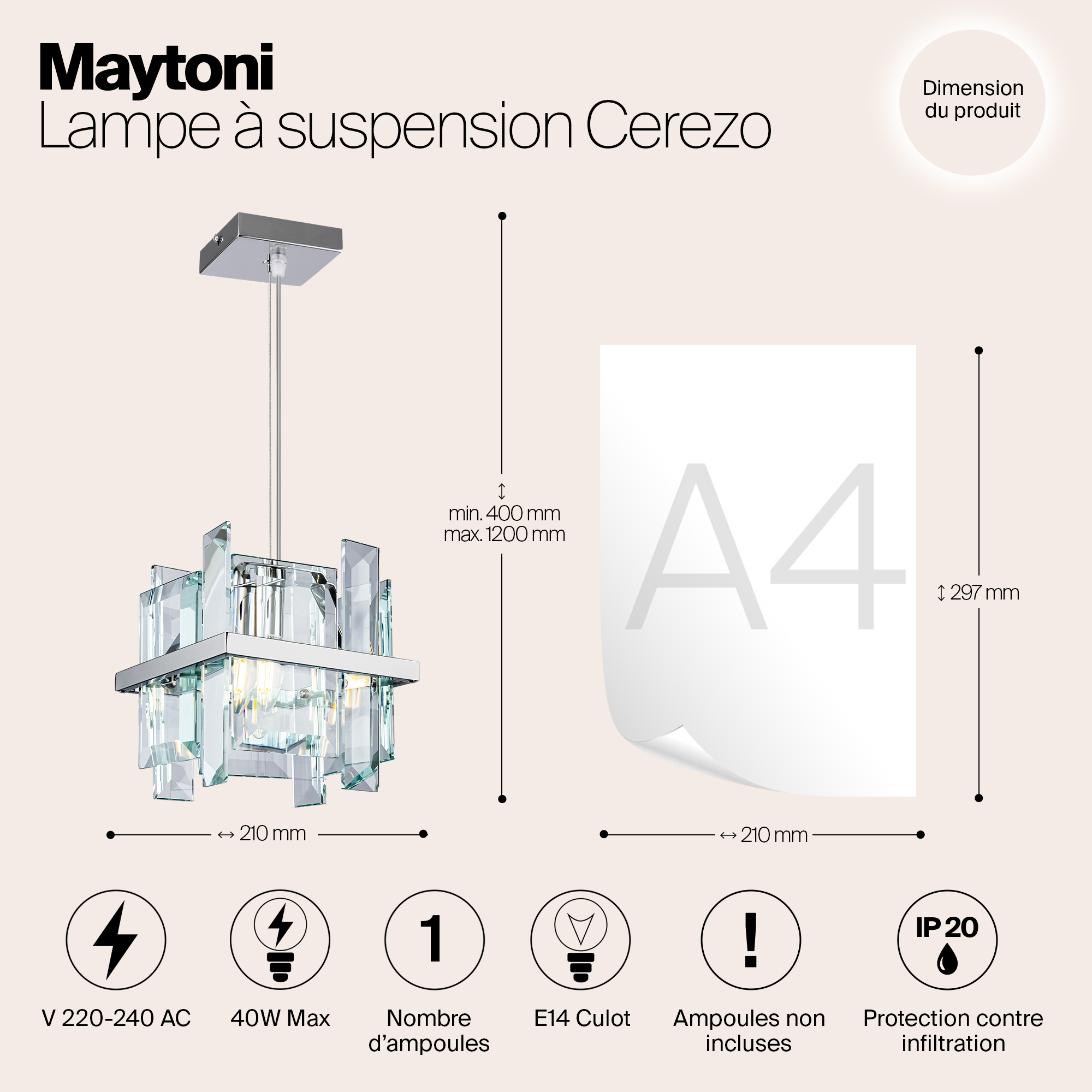 Дополнительная картинка Подвесной светильник Maytoni Cerezo MOD201PL-01N