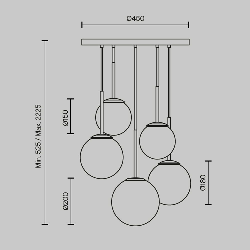 Картинка Подвесной светильник Maytoni MOD321PL-05B