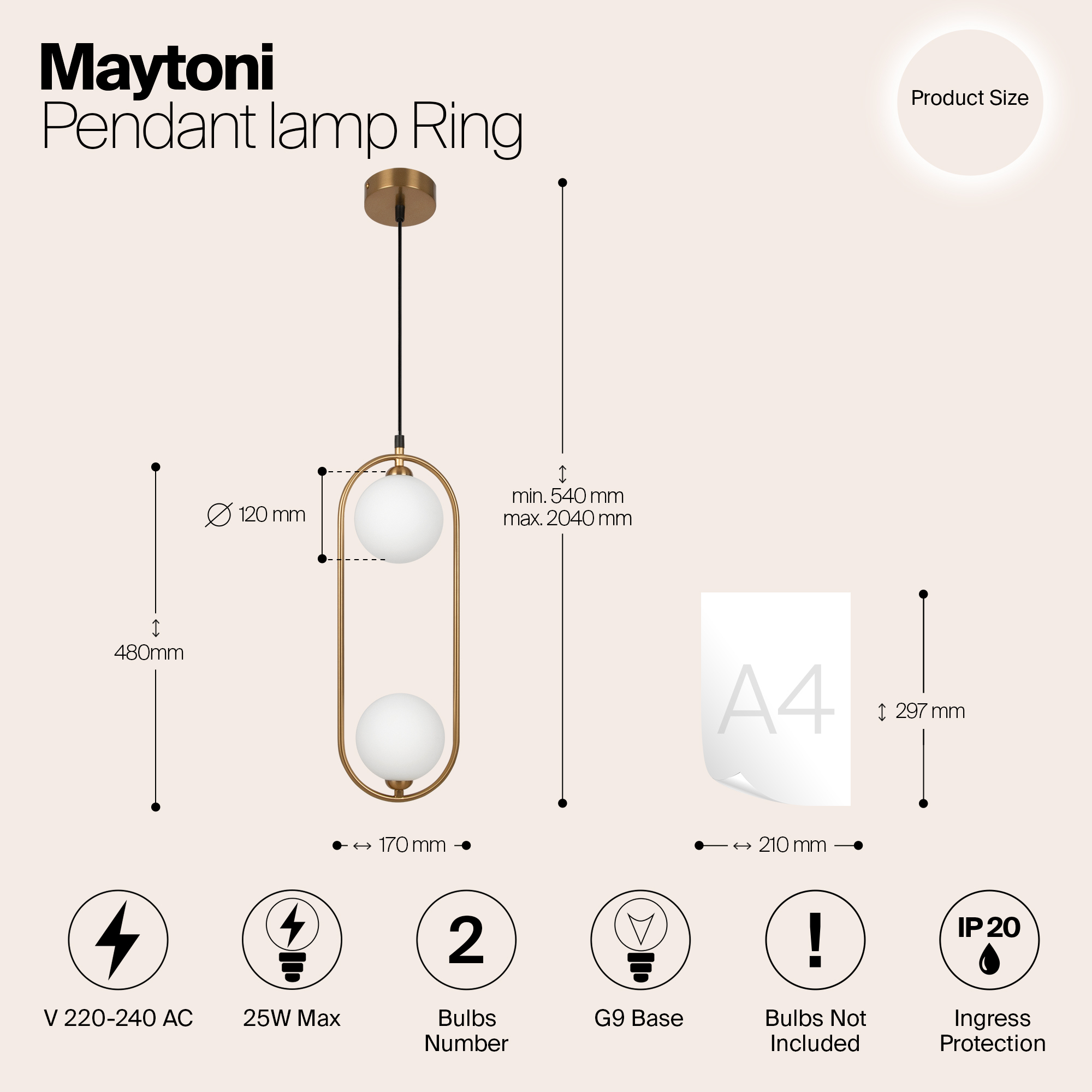 Дополнительная картинка Подвесной светильник Maytoni MOD013PL-02BS1