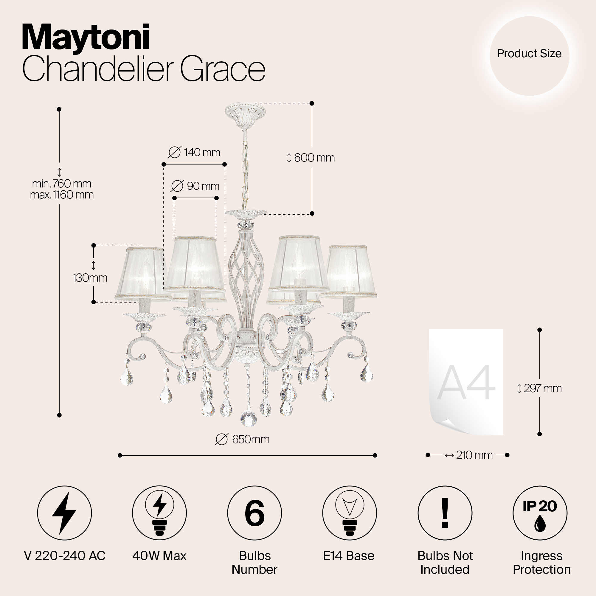 Дополнительная картинка Подвесная люстра Maytoni Grace ARM247-06-G