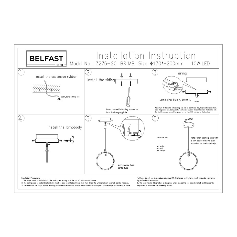 Картинка Подвесной светильник Belfast Ravenhill 3276-20 BR MB