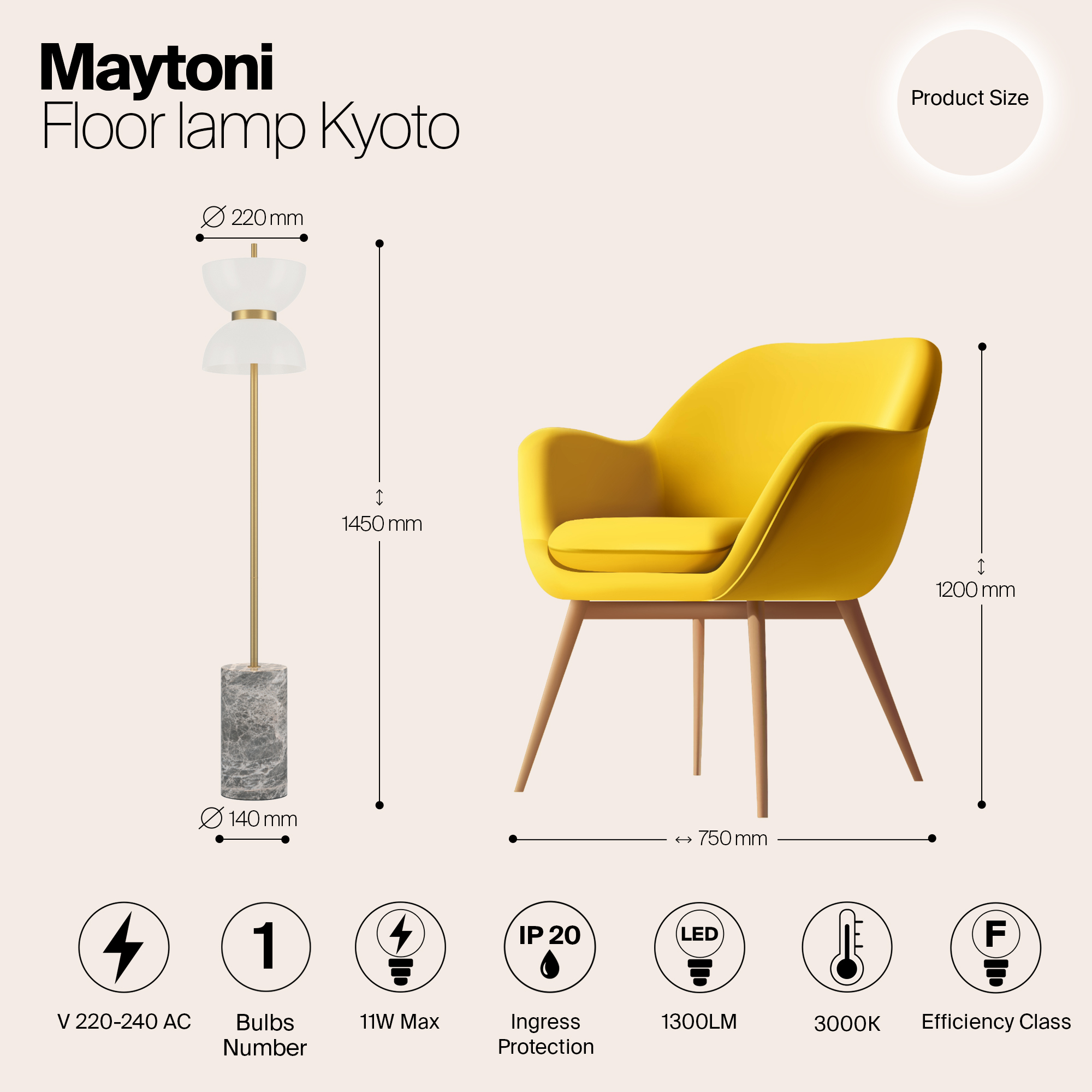 Картинка Напольный светильник (торшер) Maytoni MOD178FL-L11G3K