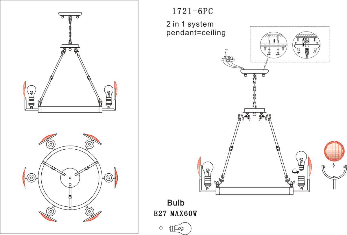 Картинка Подвесной светильник Favourite Fara 1721-6PC